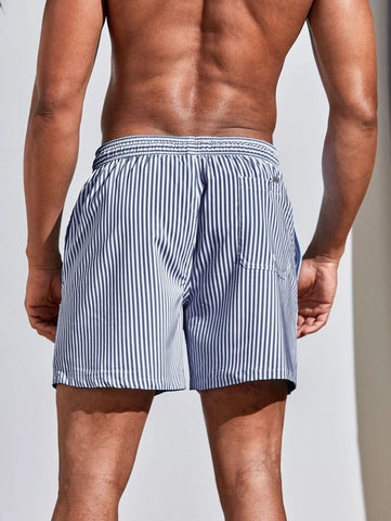 Horizaway Cordão Bolso Listrado Período de férias Calções de praia masculinos