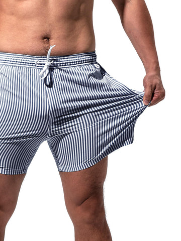 Horizaway Cordão Bolso Listrado Período de férias Calções de praia masculinos