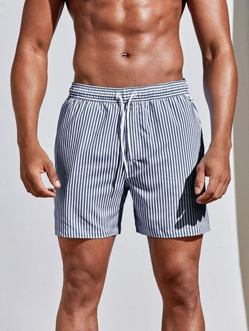 Horizaway Cordão Bolso Listrado Período de férias Calções de praia masculinos
