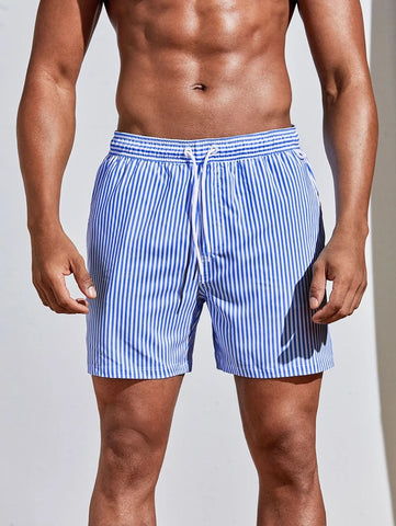 Horizaway Cordão Bolso Listrado Período de férias Calções de praia masculinos