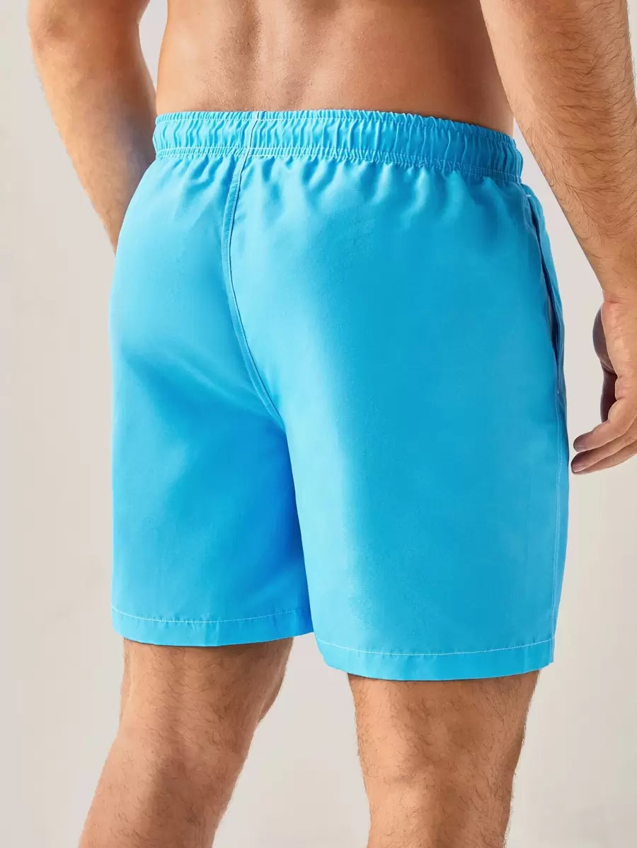 Manfinity Swimmode Homens Cintura Com Cordão Bolso Inclinado Short De Banho