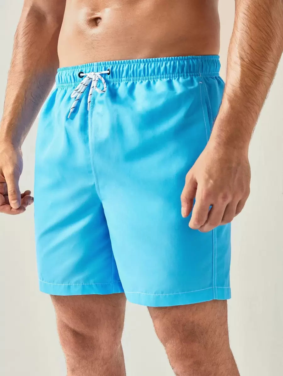 Manfinity Swimmode Homens Cintura Com Cordão Bolso Inclinado Short De Banho