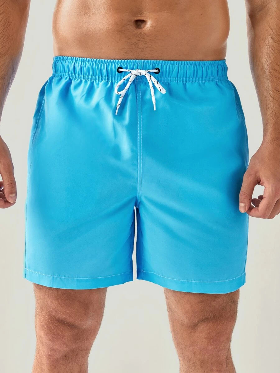 Manfinity Swimmode Homens Cintura Com Cordão Bolso Inclinado Short De Banho