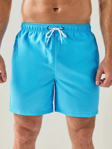 Manfinity Swimmode Homens Cintura Com Cordão Bolso Inclinado Short De Banho