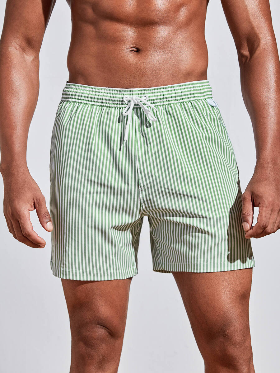 Horizaway Cordão Bolso Listrado Período de férias Calções de praia masculinos