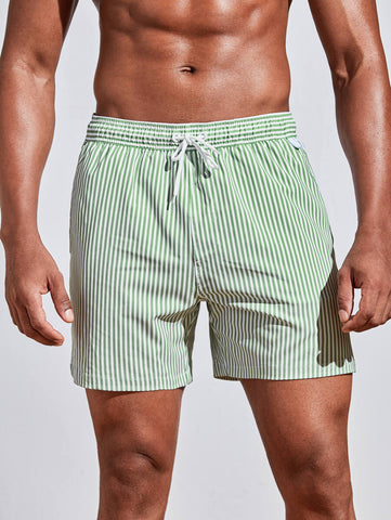 Horizaway Cordão Bolso Listrado Período de férias Calções de praia masculinos