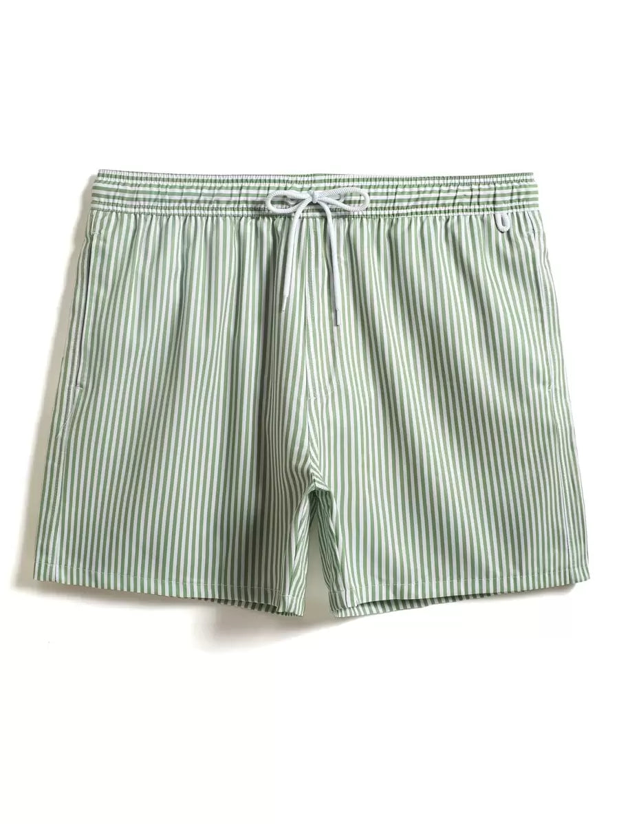 Horizaway Cordão Bolso Listrado Período de férias Calções de praia masculinos