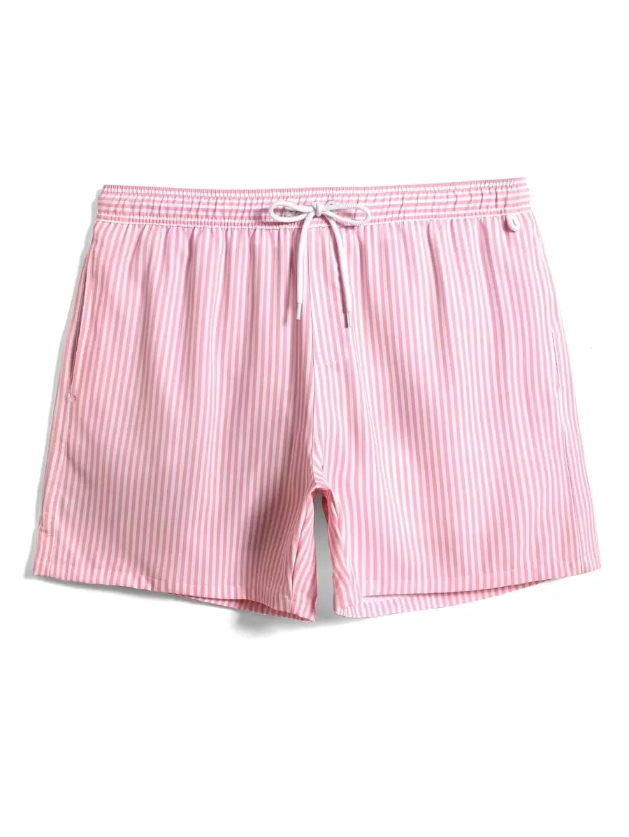 Horizaway Cordão Bolso Listrado Período de férias Calções de praia masculinos