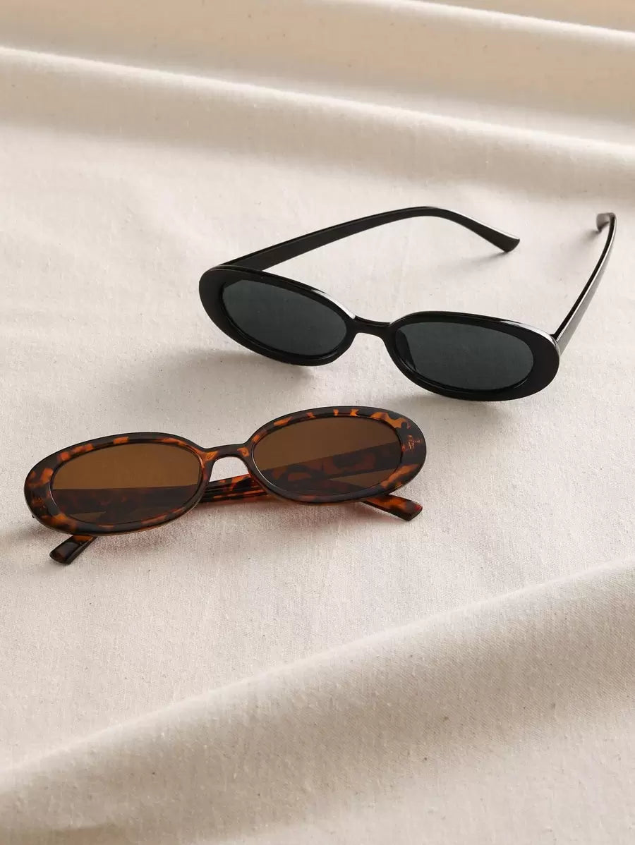 2 peças de óculos de grau ovais clássicos de plástico para mulheres, combinação para presente de feriado, férias na praia tropical, atividades ao ar livre, acessórios de praia para férias de verão, atividades ao ar livre, viagens, volta às aulas, estilo p