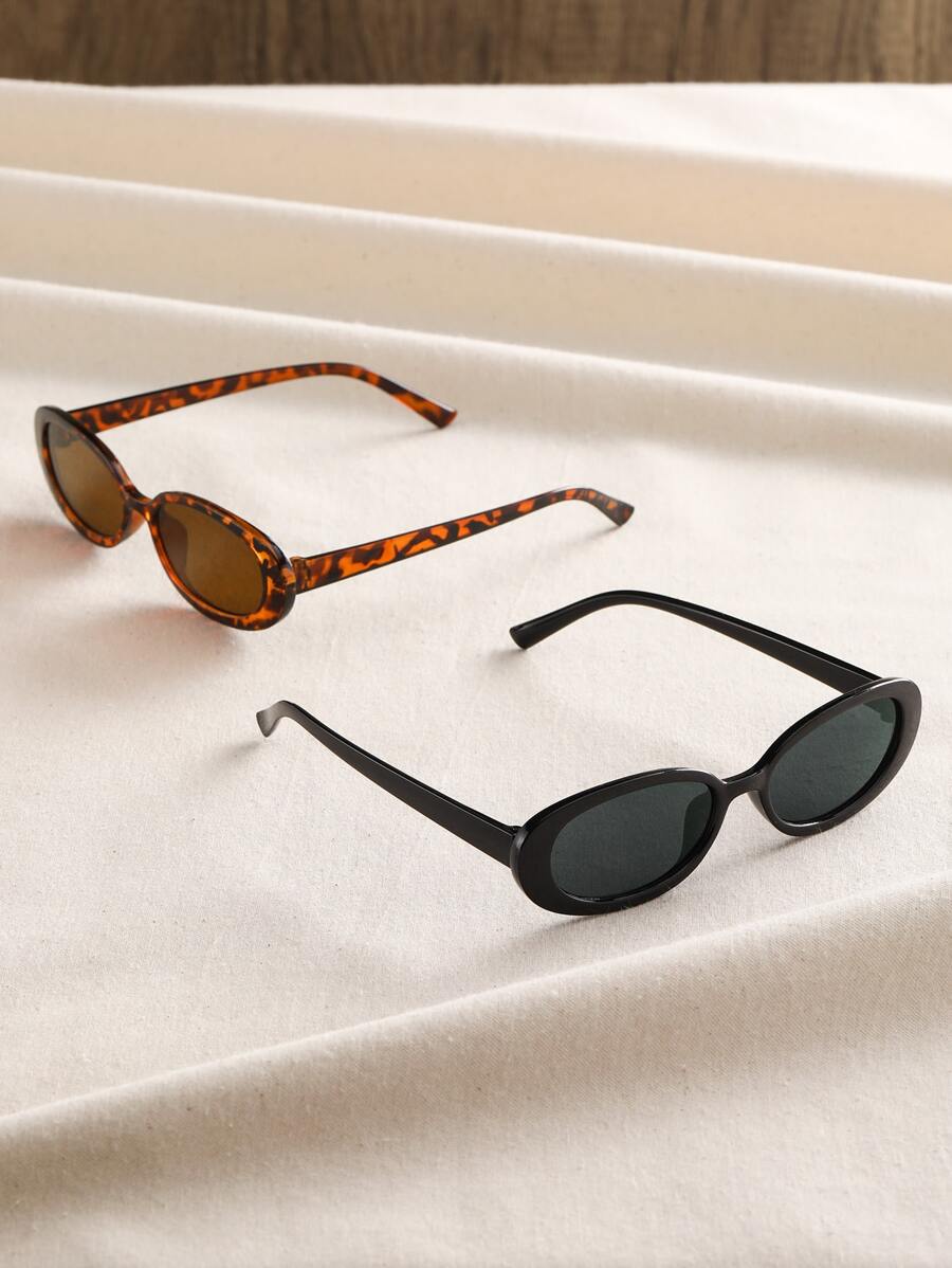 2 peças de óculos de grau ovais clássicos de plástico para mulheres, combinação para presente de feriado, férias na praia tropical, atividades ao ar livre, acessórios de praia para férias de verão, atividades ao ar livre, viagens, volta às aulas, estilo p