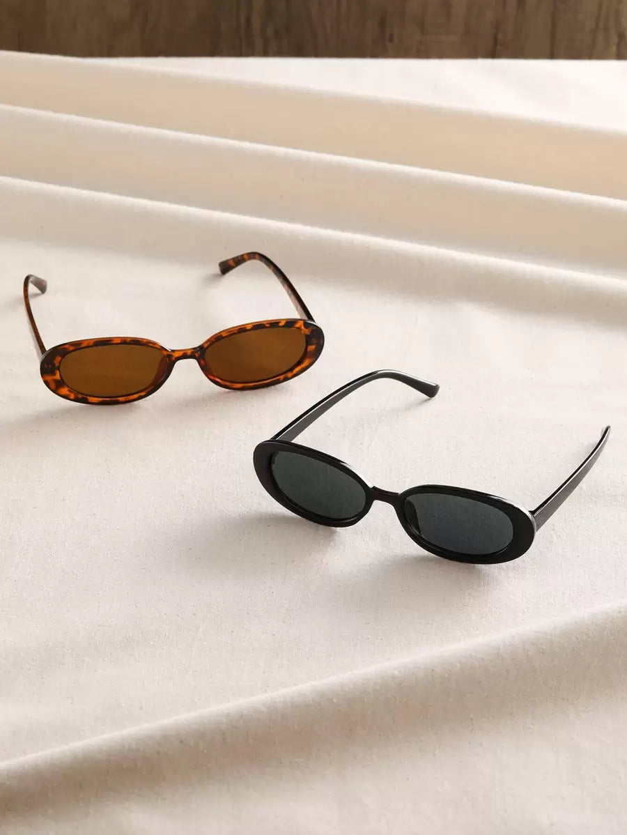 2 peças de óculos de grau ovais clássicos de plástico para mulheres, combinação para presente de feriado, férias na praia tropical, atividades ao ar livre, acessórios de praia para férias de verão, atividades ao ar livre, viagens, volta às aulas, estilo p