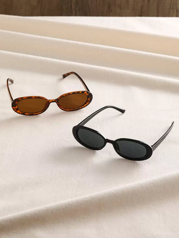 2 peças de óculos de grau ovais clássicos de plástico para mulheres, combinação para presente de feriado, férias na praia tropical, atividades ao ar livre, acessórios de praia para férias de verão, atividades ao ar livre, viagens, volta às aulas, estilo p