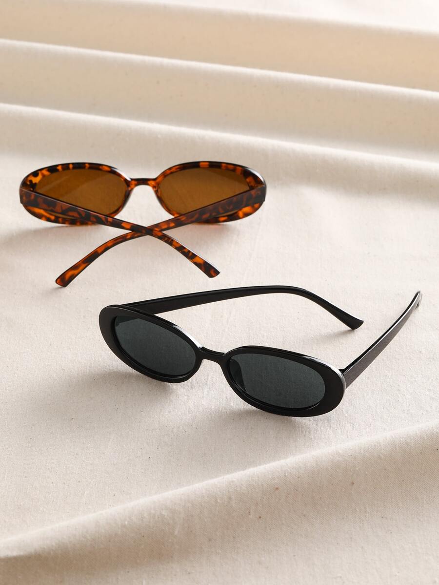 2 peças de óculos de grau ovais clássicos de plástico para mulheres, combinação para presente de feriado, férias na praia tropical, atividades ao ar livre, acessórios de praia para férias de verão, atividades ao ar livre, viagens, volta às aulas, estilo p