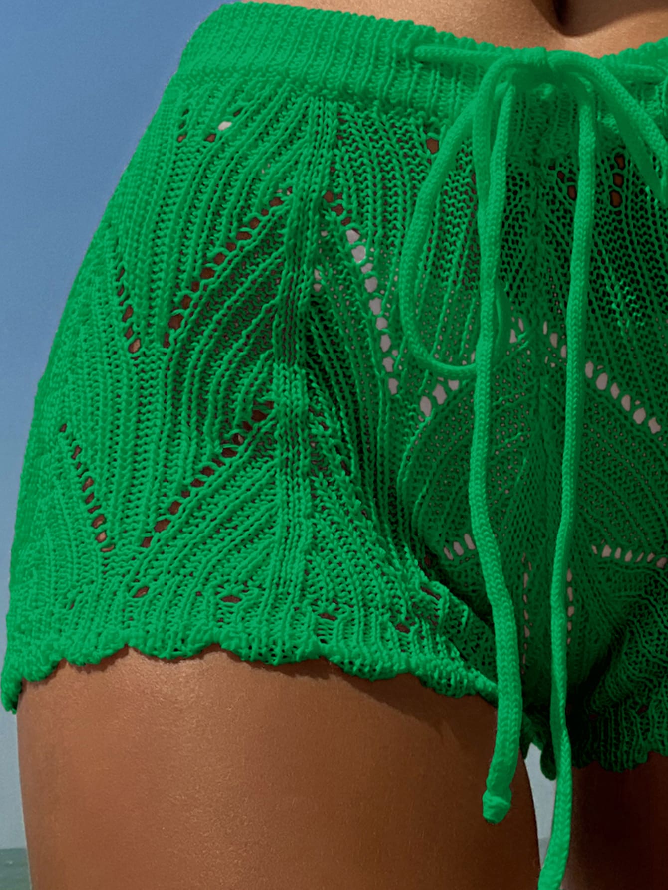 Swim Vcay SHEIN X Hangout Fest Shorts cobertura escavar cintura com cordão
