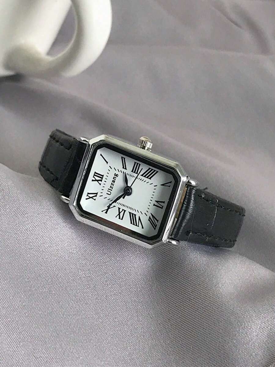 1pc Minimalista Feminino Retangular Numeral Romano Dial Moda Relógio de Pulseira de Bambu, Adequado para Roupas Diárias, Aniversário, Presentes de Aniversário