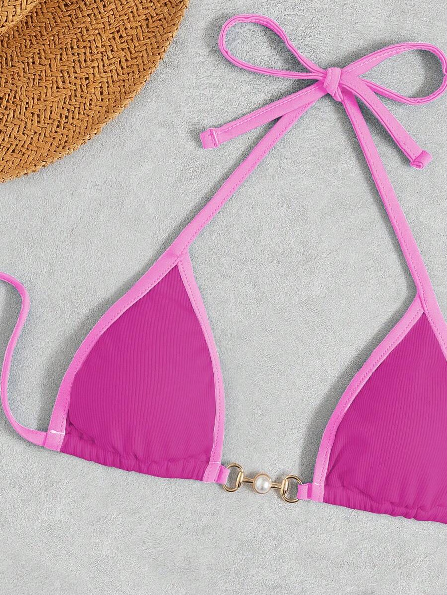 Swim Vcay Conjunto de biquíni feminino com alças cruzadas para férias na praia, corte atrevido no verão