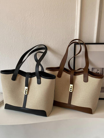 Bolsa de ombro feminina casual com zíper e grande capacidade para uso diário, bolsa de ombro nova no outono/inverno, bolsa tote de grande capacidade