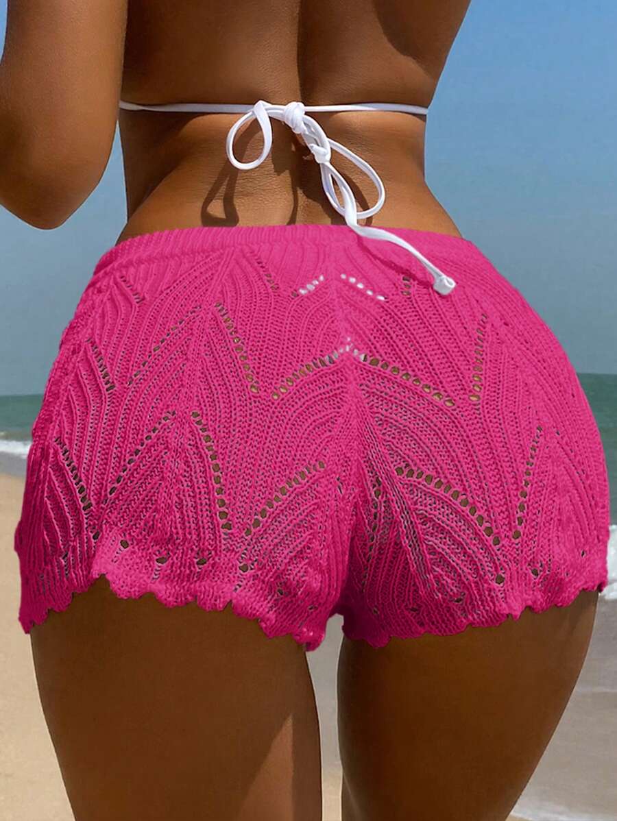 Swim Vcay SHEIN X Hangout Fest Shorts cobertura escavar cintura com cordão
