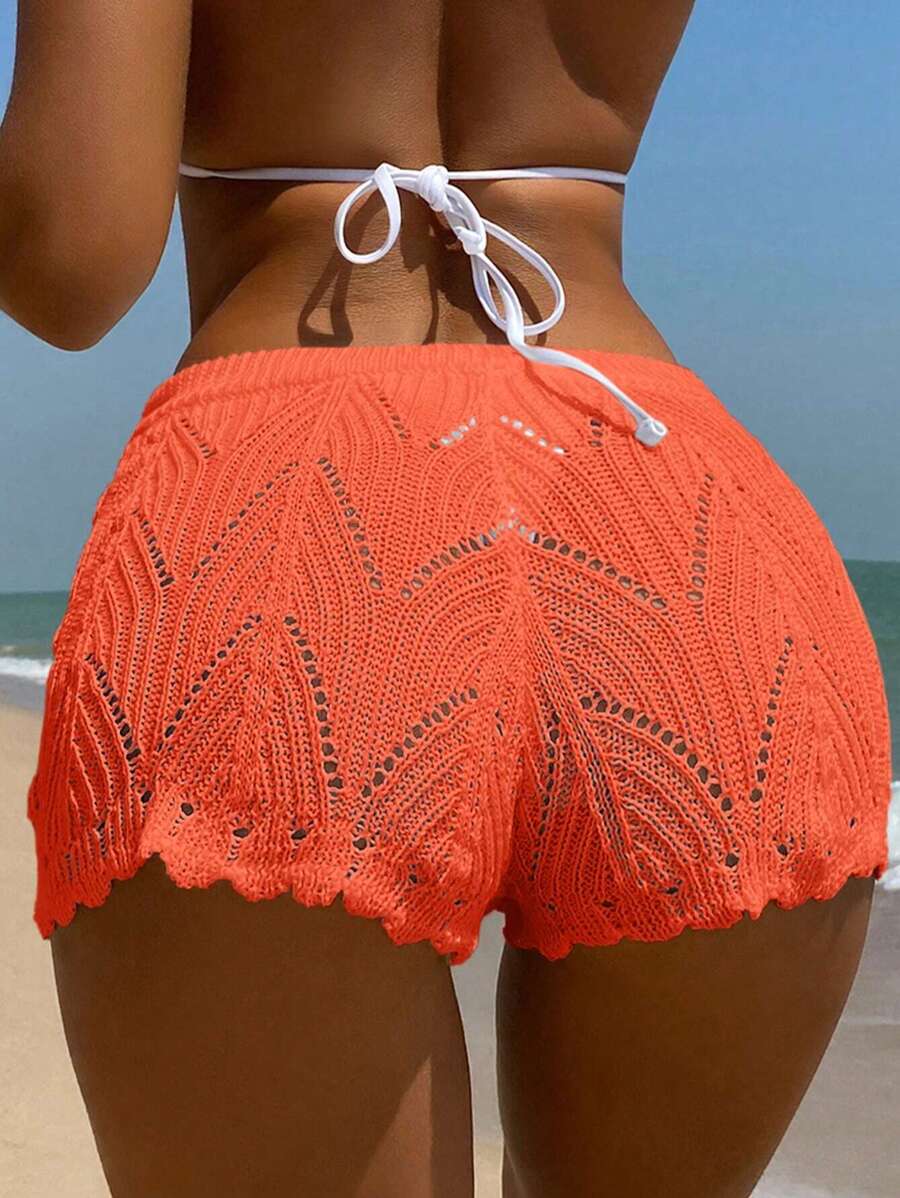 Swim Vcay SHEIN X Hangout Fest Shorts cobertura escavar cintura com cordão