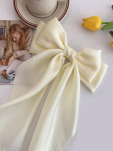 Conjunto de 2 peças de grampos de cabelo com laço longo preto e branco para mulheres, grampos de cabelo fofos para o Dia dos Namorados, grampos de cabelo com garras, presilhas de cabelo