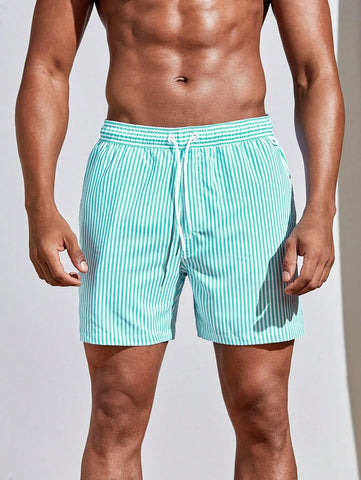 Horizaway Cordão Bolso Listrado Período de férias Calções de praia masculinos
