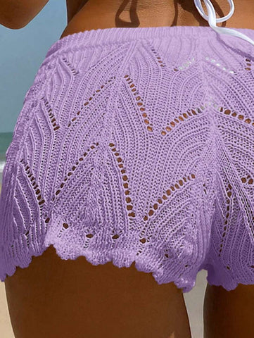 Swim Vcay SHEIN X Hangout Fest Shorts cobertura escavar cintura com cordão
