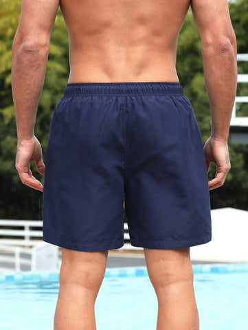 Manfinity Swimmode Homens Cintura Com Cordão Bolso Inclinado Short De Banho