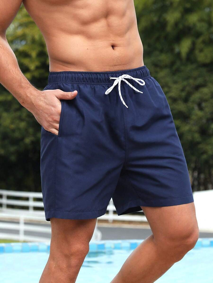 Manfinity Swimmode Homens Cintura Com Cordão Bolso Inclinado Short De Banho