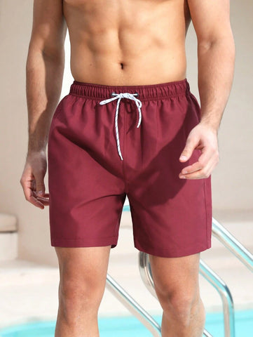 Manfinity Swimmode Homens Cintura Com Cordão Bolso Inclinado Short De Banho
