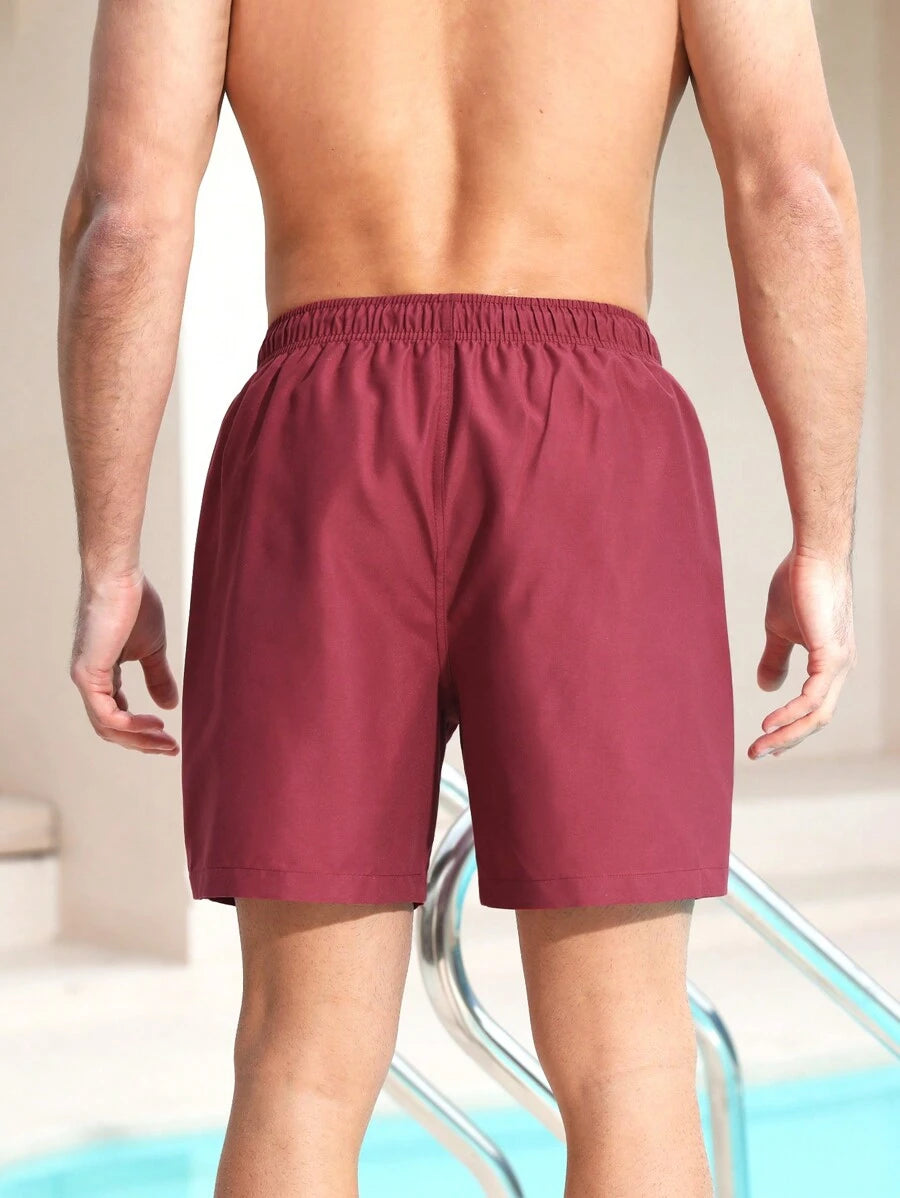 Manfinity Swimmode Homens Cintura Com Cordão Bolso Inclinado Short De Banho