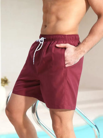 Manfinity Swimmode Homens Cintura Com Cordão Bolso Inclinado Short De Banho