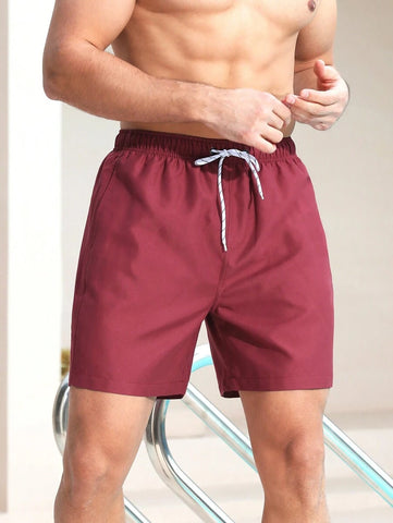Manfinity Swimmode Homens Cintura Com Cordão Bolso Inclinado Short De Banho