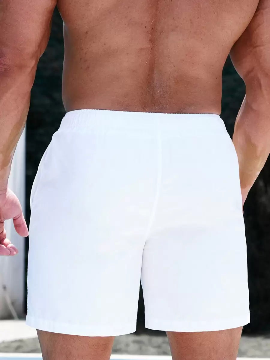 Manfinity Swimmode Homens Cintura Com Cordão Bolso Inclinado Short De Banho