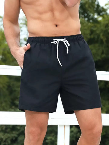 Manfinity Swimmode Homens Cintura Com Cordão Bolso Inclinado Short De Banho
