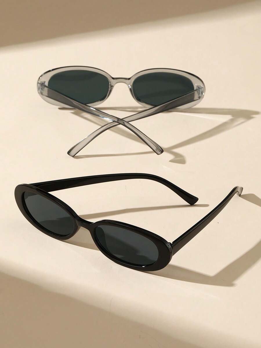 2 peças de óculos de grau ovais clássicos de plástico para mulheres, combinação para presente de feriado, férias na praia tropical, atividades ao ar livre, acessórios de praia para férias de verão, atividades ao ar livre, viagens, volta às aulas, estilo p