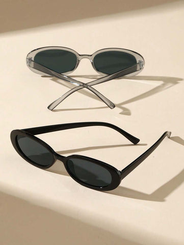 2 peças de óculos de grau ovais clássicos de plástico para mulheres, combinação para presente de feriado, férias na praia tropical, atividades ao ar livre, acessórios de praia para férias de verão, atividades ao ar livre, viagens, volta às aulas, estilo p