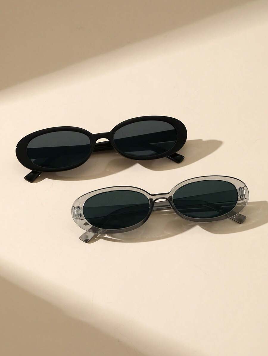 2 peças de óculos de grau ovais clássicos de plástico para mulheres, combinação para presente de feriado, férias na praia tropical, atividades ao ar livre, acessórios de praia para férias de verão, atividades ao ar livre, viagens, volta às aulas, estilo p