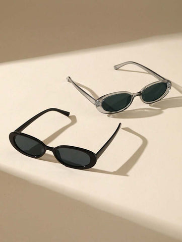 2 peças de óculos de grau ovais clássicos de plástico para mulheres, combinação para presente de feriado, férias na praia tropical, atividades ao ar livre, acessórios de praia para férias de verão, atividades ao ar livre, viagens, volta às aulas, estilo p