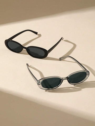 2 peças de óculos de grau ovais clássicos de plástico para mulheres, combinação para presente de feriado, férias na praia tropical, atividades ao ar livre, acessórios de praia para férias de verão, atividades ao ar livre, viagens, volta às aulas, estilo p