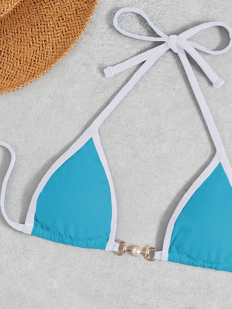 Swim Vcay Conjunto de biquíni feminino com alças cruzadas para férias na praia, corte atrevido no verão