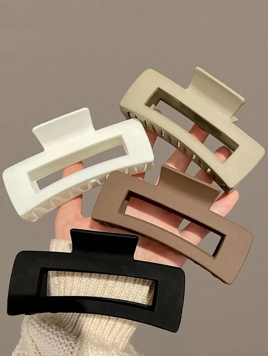 1-4 peças de grampos de cabelo de plástico leves e grandes quadrados de 10 cm/3,94 pol. para mulheres, preto/branco/marrom, acessórios de cabelo elegantes, versáteis e sofisticados para penteados diários, lavagem facial, maquiagem, combinação de roupas, g