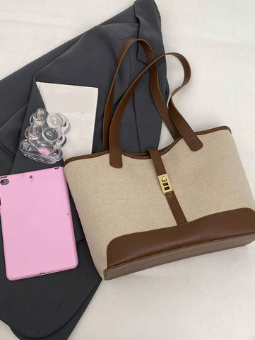 Bolsa de ombro feminina casual com zíper e grande capacidade para uso diário, bolsa de ombro nova no outono/inverno, bolsa tote de grande capacidade