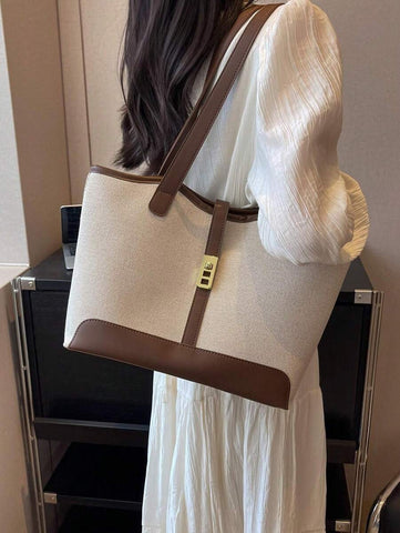 Bolsa de ombro feminina casual com zíper e grande capacidade para uso diário, bolsa de ombro nova no outono/inverno, bolsa tote de grande capacidade