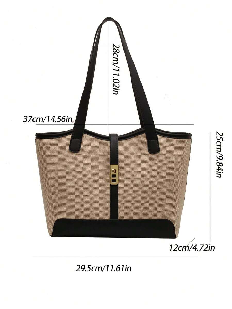 Bolsa de ombro feminina casual com zíper e grande capacidade para uso diário, bolsa de ombro nova no outono/inverno, bolsa tote de grande capacidade