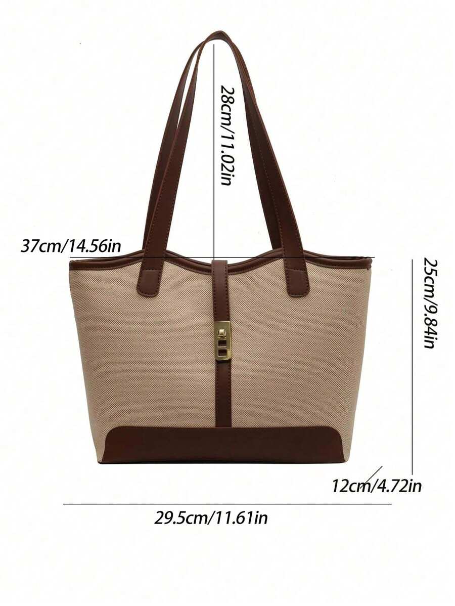 Bolsa de ombro feminina casual com zíper e grande capacidade para uso diário, bolsa de ombro nova no outono/inverno, bolsa tote de grande capacidade