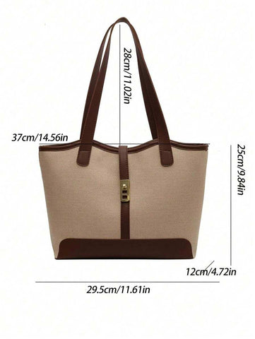Bolsa de ombro feminina casual com zíper e grande capacidade para uso diário, bolsa de ombro nova no outono/inverno, bolsa tote de grande capacidade