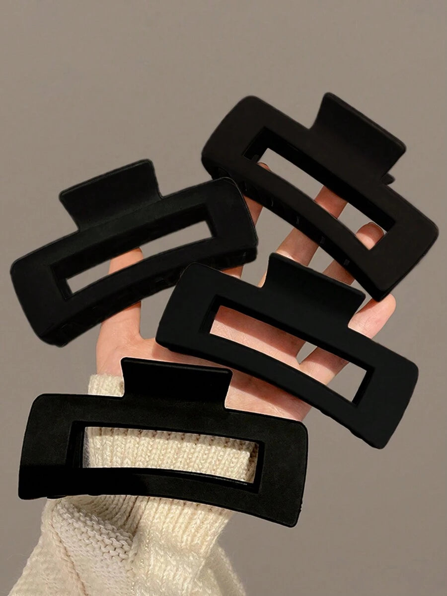 1-4 peças de grampos de cabelo de plástico leves e grandes quadrados de 10 cm/3,94 pol. para mulheres, preto/branco/marrom, acessórios de cabelo elegantes, versáteis e sofisticados para penteados diários, lavagem facial, maquiagem, combinação de roupas, g