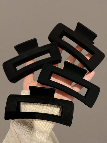 1-4 peças de grampos de cabelo de plástico leves e grandes quadrados de 10 cm/3,94 pol. para mulheres, preto/branco/marrom, acessórios de cabelo elegantes, versáteis e sofisticados para penteados diários, lavagem facial, maquiagem, combinação de roupas, g