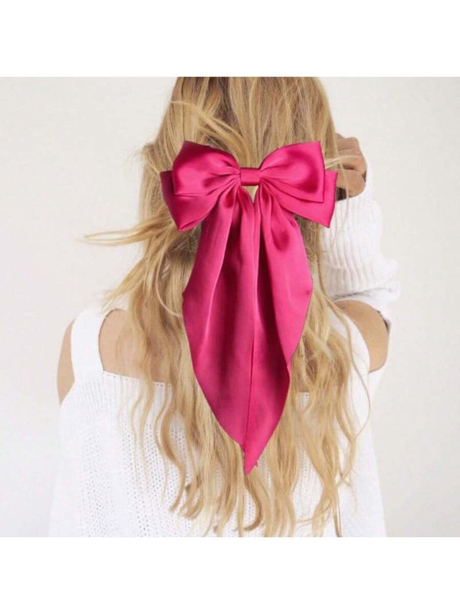 Conjunto de 2 peças de grampos de cabelo com laço longo preto e branco para mulheres, grampos de cabelo fofos para o Dia dos Namorados, grampos de cabelo com garras, presilhas de cabelo