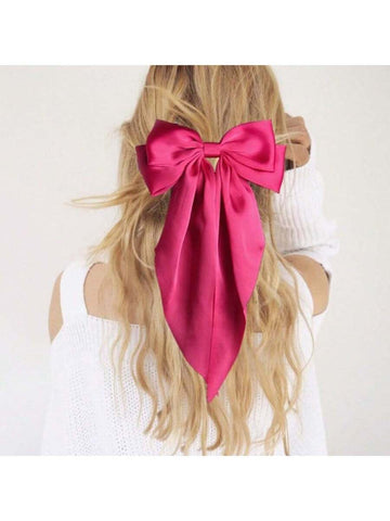 Conjunto de 2 peças de grampos de cabelo com laço longo preto e branco para mulheres, grampos de cabelo fofos para o Dia dos Namorados, grampos de cabelo com garras, presilhas de cabelo